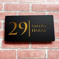 Personalised Contemporary Floating Matte Black Acrylic House Address Numbers Plaque Mirror Gold Silver Family Name Door Sign Wall Stickers Decals