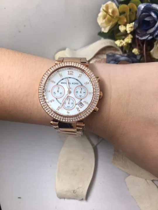 michael kors parker rose gold watch mk5491