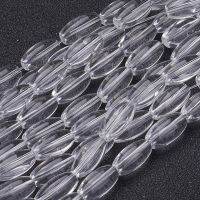 1Strand Glass Beads Strands Rice Elongated Oval Beads Clear 12x6mm Hole: 0.8mm about 30pcs/strand 14 inch