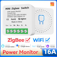 Tuya ZigBee สมาร์ทสวิทช์ตรวจสอบพลังงาน16A WiFi DIY โมดูลจับเวลารีเลย์อัตโนมัติทำงานร่วมกับ Alexa Yandex อลิซชีวิตสมาร์ท