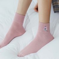 Womens Fashion Cute Embroidered Kitten Pure Cotton Casual Shallow Mouth Socks 5 Pair