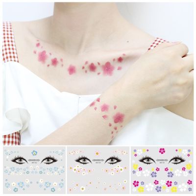 【YF】 18 Kinds Flowers Temporary Face Tattoo Sticker Waterproof Women Body Art Disposable Party Floral tatouage temporaire
