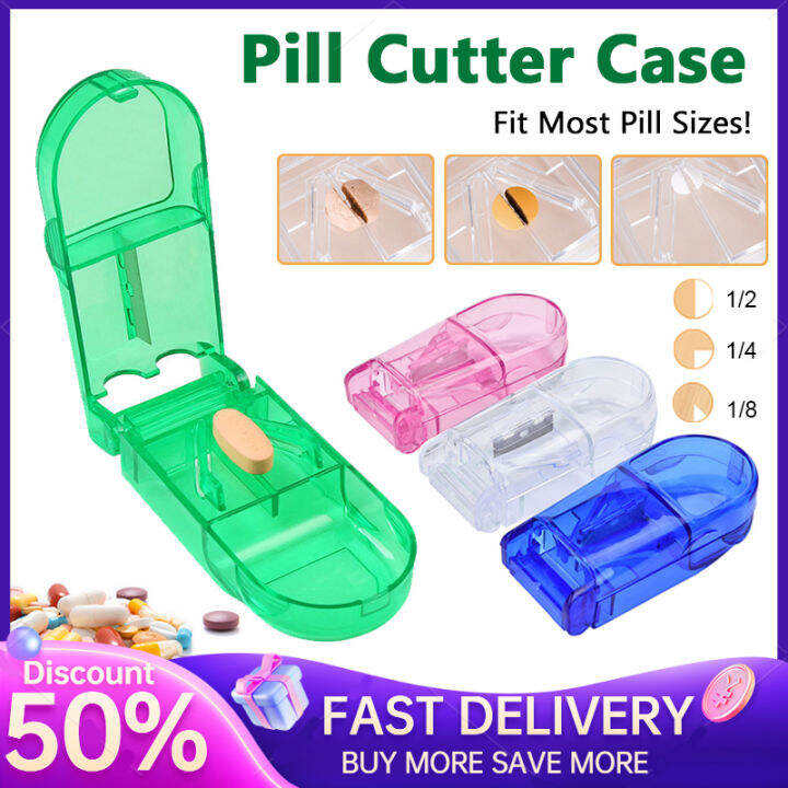 Mini Portable Pill Cutter Medicine Box Pill Crusher Grinder Splitter