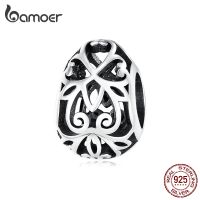 BAMOER 925 Silver Hollow-carved Design Egg For Original Charm celet&amp;Bangle Accessories