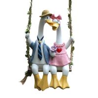 Garden Ducks Decorations Outdoor Romantic Swinging Duck Car Ornament DIY Swing Couple Duck with Exquisite Craftsmanship for Garden Flower Pot Balcony Decoration intelligent