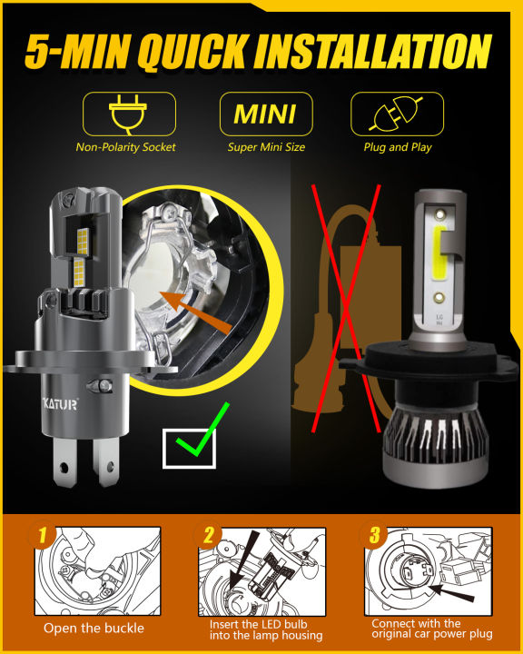 1-1พลังงานสูง-h4-led-ไฟหน้ามินิขนาดไฟหน้า20000lm-6500พันโคมไฟรถ-super-bright-plug-and-play-หลอดไฟหน้ารถ