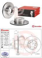 09 5142 24 จานเบรค ล้อ F (ยี่ห้อ BREMBO) รุ่น HC BMW ซีรี่ส์ 5 E34 520i 525i ปี1987-1995