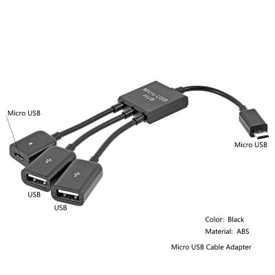 Flash Drive Mobile Phone Host Micro USB HUB 3 In1 Converter OTG Cable อะแดปเตอร์