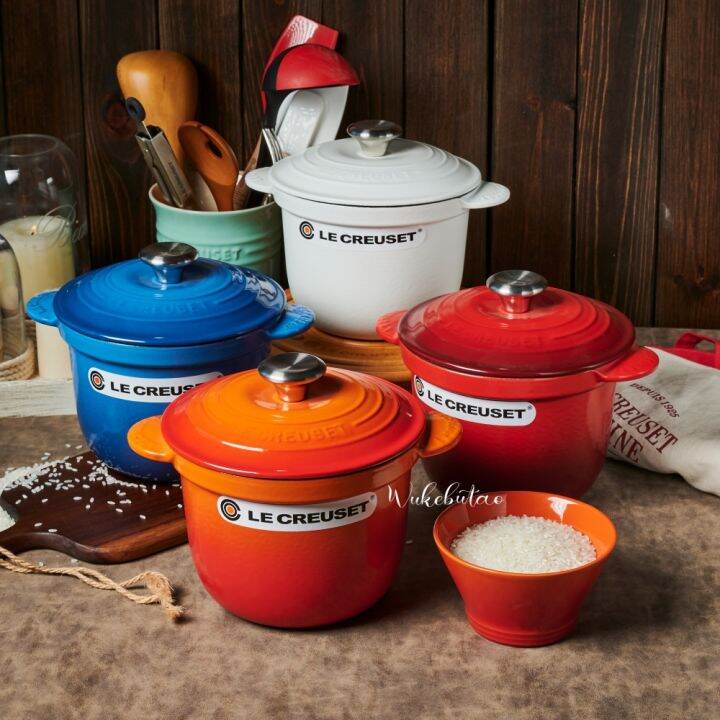 LE CREUSET enamel cast iron pot, 18c healthcare pot, deep stew and soup pot with double ears