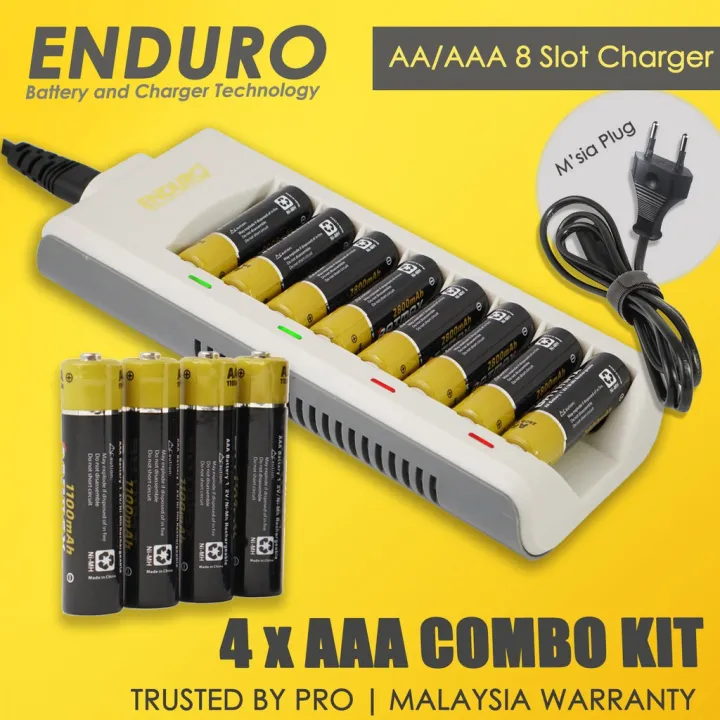 Enduro 8 Slot AA and AAA Battery Charger with AAA Batteries COMBO Lazada