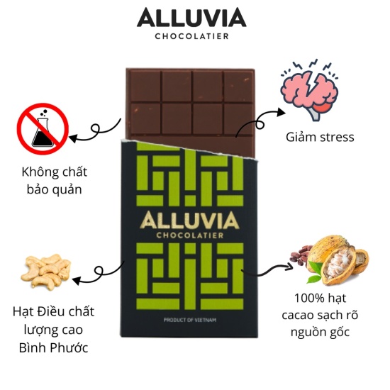 Socola nguyên chất sữa hạt điều ngọt ngào alluvia chocolate - ảnh sản phẩm 3
