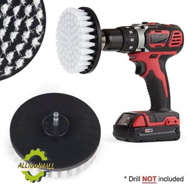 ALLToolMALL White Drill Brush Attachment for Cleaning Carpet, Leather