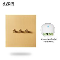 ™❆ Avoir Wall Socket Light Switch Golden Retro Lever Toggle Switch Decoration Ceiling Fan Dimmer Switch Electrical Outlets 220V