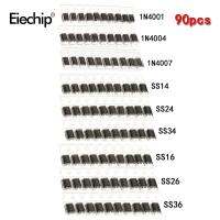 90 PCS Schottky Diode SMA 1N4001 1N4004 1N4007 SS14 SS24 SS34 SS16 SS26 SS36 SMDแผงวงจรICชุดจำแนก