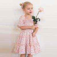 2022 New Summer Floral Vintage Smock Dresses for Girls Kids Princess Birthday Clothes for 3 6 8 Yrs Children Baby Casual Dress