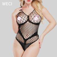 COD DSFGERTERYII 【READY STOCK】WECI Fishnet Bodysuit Women Held Intimate Sexy Lace Body Stocking Hot Erotica Woman Plus Size Lingere Exotic Mesh For Sex Outfit