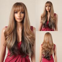 Blonde Wigs Wavy Synthetic Hair for Wig Resistant with Bangs Use