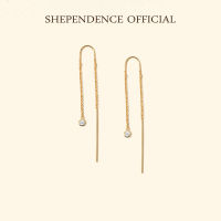 Shependence ต่างหูระย้าคริสตัล (Crystal Bezel Threader Earrings)