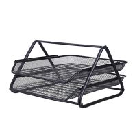 Metal Mesh 2 Tier Document Letter Tray Desk Organizer File Holder Magazine Notebook Organizer Office Supplies