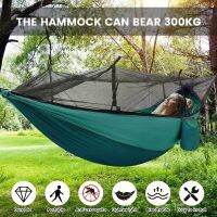 Camping Hammock with Net Lightweight Portable Double Parachute Hammocks High Capacity Tear Resistance for BackyardHiking