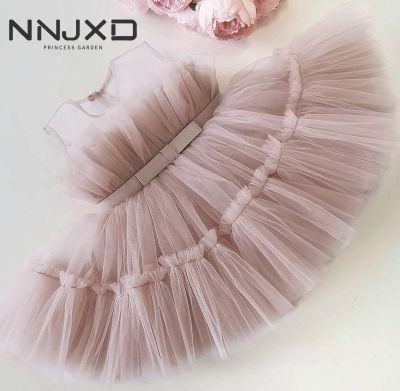 NNJXD Baby Girl Cloths 1-5 Years Bouquet Lace Dress Sleeveless Dress with Bow for Wedding Party Wear