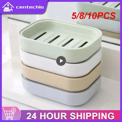 Kotak sabun mandi ramah lingkungan 5/8/10 buah persegi dengan lubang saluran penyimpanan kotak dengan penutup rak sabun perjalanan