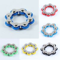 8 Knots Key Ring Chain Fidget Toy Anxiety Stress Autism Relief Stainless Steel Bicycle Chain Finger Toy Gifts for Adults Kids