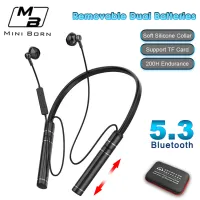 Mini Born TWS หูฟังครึ่งหูฟังชนิดใส่ในหู Bluetooth 5.3หูฟังคอแขวนหูฟังกันน้ำกีฬาหูฟัง HIFI ชุดหูฟังสเตอริโอหูฟังแม่เหล็กรองรับ TF Card