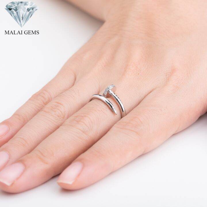 malai-gems-แหวนเพชร-เงินแท้-925-เคลือบทองคำขาว-ประดับเพชรสวิส-cz-รุ่น151-r190522-แถมกล่อง-แหวนเงินแท้-แหวนเงิน