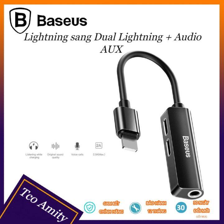 Bộ chuyển cổng Lightning sang Dual Lightning + Audio AUX  Baseus L52  cho iPhone/ iPad T24 Tco Amity thiết kế nhỏ gọn, đẹp mắt, tiện lợi khi sử  dụng 