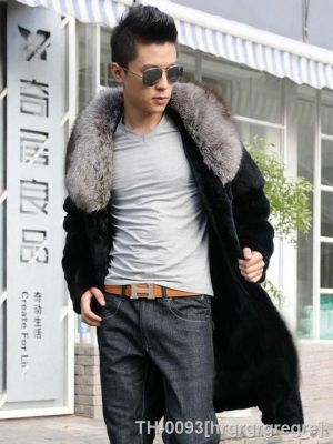 ¤☽ hrgrgrgregre Gola de pele masculina Casaco sintética comprimento médio manga longa grosso quente blusão empresarial jaqueta plus size casacos luxo inverno