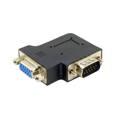 New Vertical Flat Right Angled 90 Degree VGA Male To Female Extension Adapter turn left Wires  Leads Adapters