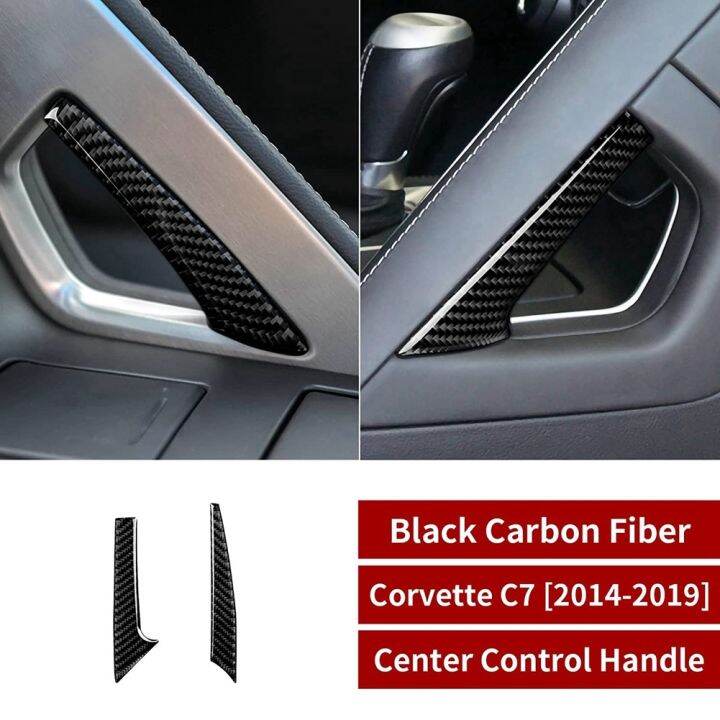 dvvbgfrdt-center-control-handle-cover-trims-sticker-decal-carbon-fiber-for-chevrolet-corvette-c7-2014-2019-black