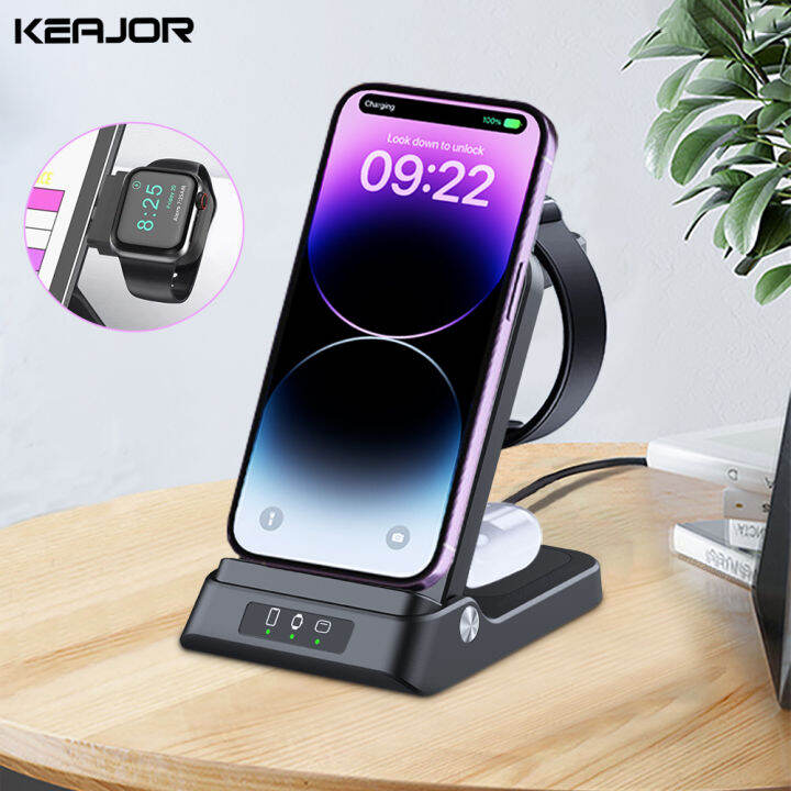 wireless-charger-3-in-1สำหรับ-14-13-12-pro-max-15w-fast-charging-station-สำหรับ-series-8-7เครื่องชาร์จขาตั้งพับได้