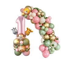 【CC】 1set with Pink Number for Girls Themed Jungle Birthday Decorations