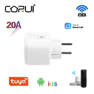 Corui Tuya WiFi ซ็อกเก็ต20A Wireless Outlet Power Monitor Smart Life APP การควบคุมด้วยเสียงฟังก์ชั่นจับเวลา Smart Plug