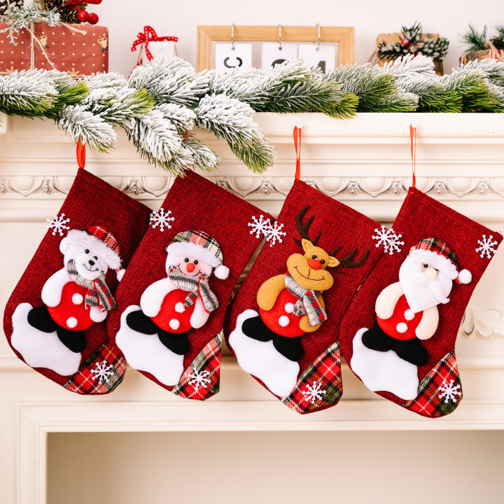 Christmas Stockings Sock Big Size Santa Claus Candy Gifts Bag Xmas Tree ...