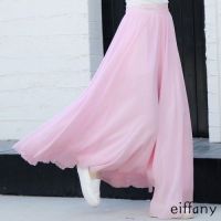 YTH Women Long Skirt Labuh Kembang Maxi Chiffon White Vintage Woman Skirts High Waist Muslimah Plain Palas