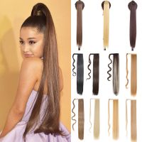 Synthesis 34" Wrap Around Hair Extensions Long Straight Ponytail Hair Heat Resistant Clip in Drawstring Ponytail Hairpieces Wig  Hair Extensions  Pads