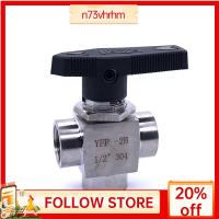 N73VHRHM สแตนเลสบอลวาล์ว3ทางสีเงิน1/2 "บอลวาล์ว NPT L Port 3ทางปิดน้ำและน้ำมันปลายบากท่อ