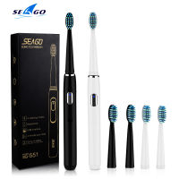 แปรงสีฟันไฟฟ้า Seago Sonic SG-551 พร้อมหัวแปรงสำหรับเปลี่ยน 4 โหมดทำความสะอาด การทำงานด้วยปุ่มเดียว แปรงกันน้ำแบบสั่นสะเทือนโซนิค-Soneye