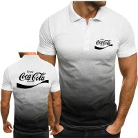 ┇♤High Quality New Fashion Coca Cola Men Gradient 3D Dots Print Polo Shirts Shortsleeved Business Ca