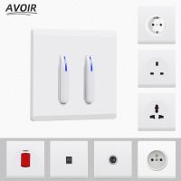 Avoir Wall Light Switch 2 Way Electrical Socket With Usb White Glass Panel Reset Switch 86 Type Luxury Push Button Switches 220V Shoes Accessories