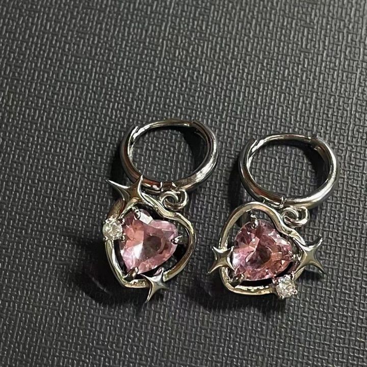 dangle-earrings-with-lock-chain-necklace-unique-necklace-with-dangle-earrings-hot-trend-alert-jewelry-pink-galaxy-heart-pendant-trendy-lock-chain-necklace-luxury-dangle-earrings