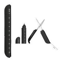 +【； Creative Multiftion Ballpoint Pen With Folding Scissors  Ruler Candy Color Pens For Writing Office School Stationery