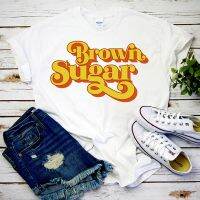 Vintage Graphic Tees Casual Tops Women Brown Sugar T-Shirt Black Pride Shirt Melanin Black Queen Shirt Afro Girl Tees