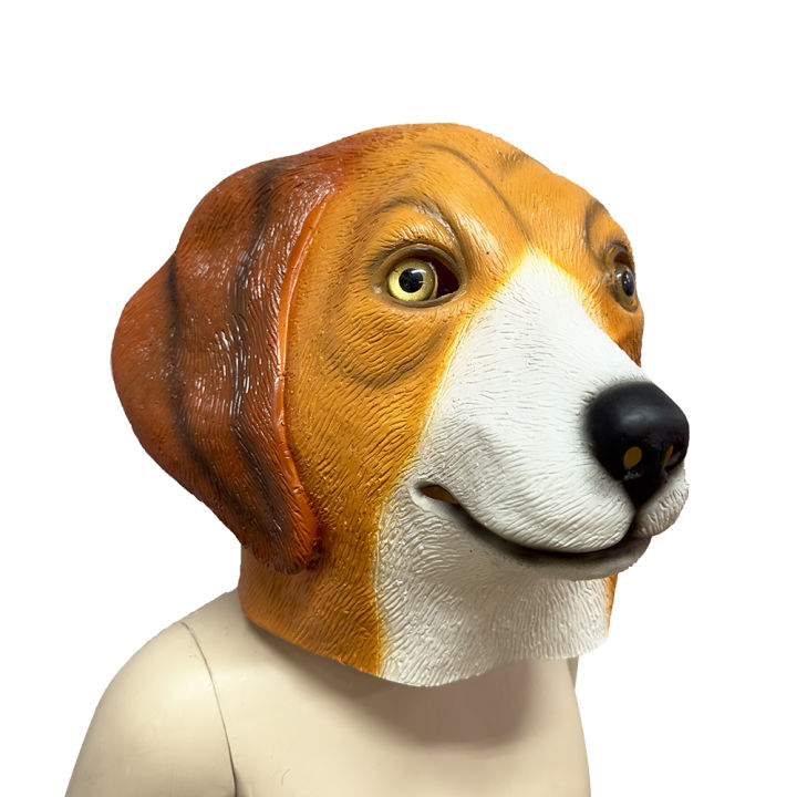 ผู้ใหญ่ตลกสุนัขฮาโลวีน-beagle-หน้ากากยาง