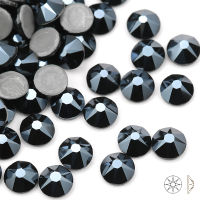 QIAO Shiny Black Plating colorful SS16 SS20 New Cut Facets 8 big 8 small Iron On Stone Hot-fix Rhinestone for Garment decoration