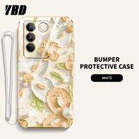 YBDเคสดอกไม้ไข่มุกสำหรับ Vivo V27E V27 S16E S16 S16 Pro V27 Pro ดีไซน์ใหม่กันกระแทกลวดลายภาพวาดสีน้ำมันเคสแถมฟรีสายคล้องอ่อน