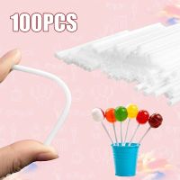 100Pcs Plastic Lollipop Stick Safe White DIY Baking Accessories Mold Cake Chocolate Sugar Candy Lollypop Baking Tools Bread Cake  Cookie Accessories